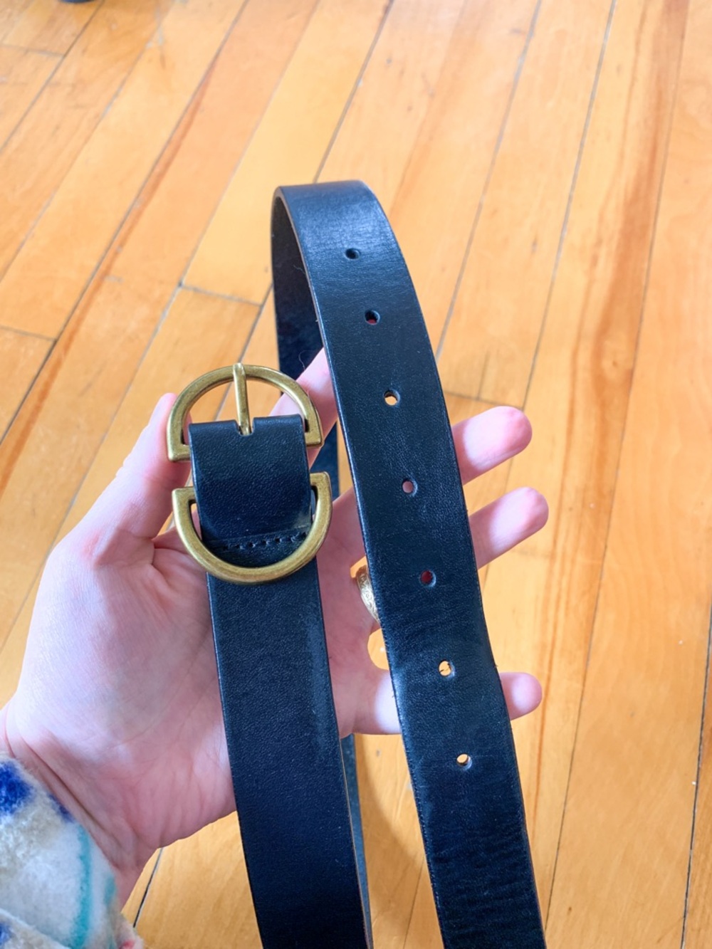 American Eagle Black leather belt with bronze buckle - US M